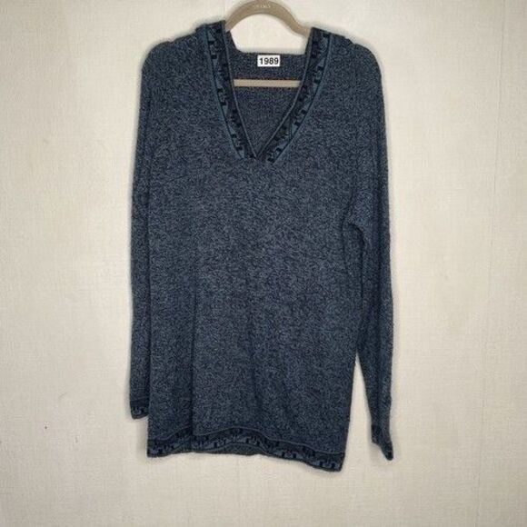 The Alpaca Connection Blue Long Sleeve V-Neck Sweater Tunic Women Size Large - Picture 1 of 8